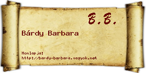 Bárdy Barbara névjegykártya