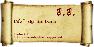 Bárdy Barbara névjegykártya